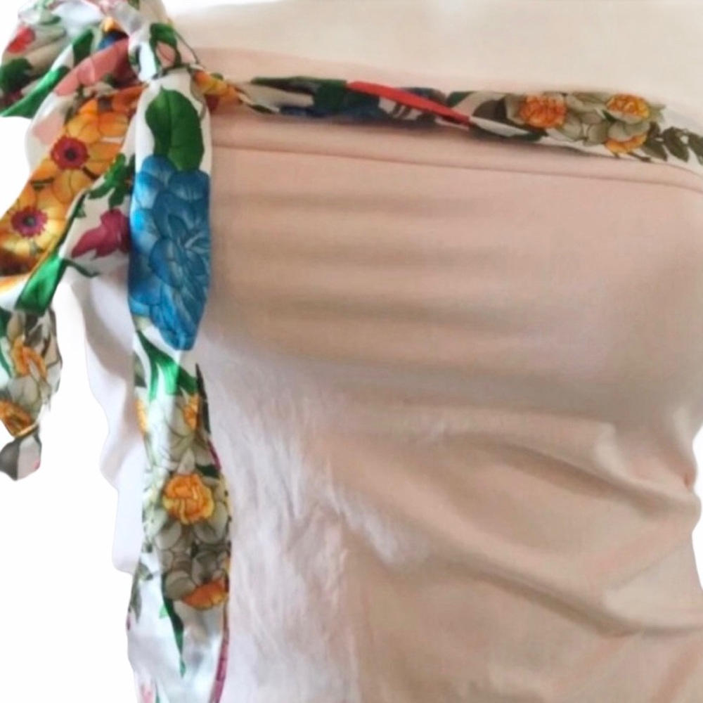 new Bordeaux ๐ Seamless Tube Top ๐ with Floral Satin Ribbon ๐ Baby Pink XXS-L - Picture 7 of 11